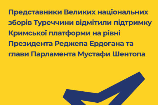 Представники Великих національних зборів Туреччини відмітили підтримку Кримської платформи на рівні Президента Реджепа Ердогана та глави Парламента Мустафи Шентопа