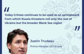 “Today Crimea continues to be used as an springboard from which Russia threatens not only the rest of Ukraine but the broader Black Sea region”, Justin Trudeau, the Prime Minister of Canada