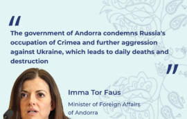 The government of Andorra condemns Russia’s оccupation of Crimea and further aggression against Ukraine, which leads to daily deaths and destruction