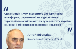 “Організація ГУАМ підтримує цілі Кримської платформи, спрямовані на відновлення територіальної цілісності та суверенітету України в межах її міжнародно визнаних кордонів”, Алтай Ефендієв, Генеральний секретар Організації за демократію та економічний розвиток ГУАМ