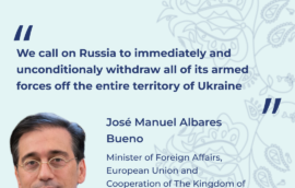 «We call on Russia to immediately and unconditionaly withdraw all of its armed forces off the entire territory of Ukraine», José Manuel Albares Bueno, Minister of Foreign Affairs, European Union and Cooperation of the Kingdom of Spain. He also added that Crimea is the part of Ukraine.