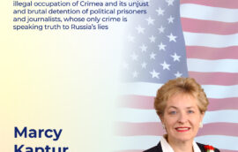 “We gathered here to address Russia’s illegal occupation of Crimea and its unjust and brutal detention of political prisoners and journalists, whose only crime is speaking truth to Russia`s lies”, — Marcy Kaptur, Co-chair of Ukrainian Caucus of the US House of Representatives.