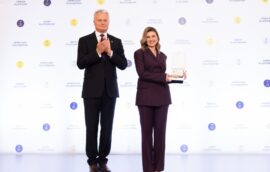 In the framework of the Fourth Summit of the Crimea Platform, President of Lithuania Gitanas Nausėda presented First Lady of Ukraine Olena Zelenska with the highest state award of Lithuania