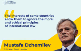 The leader of the Crimean Tatar people, Mustafa Dzhemilev, delivered a speech at the Fifth Crimea Platform Summit.