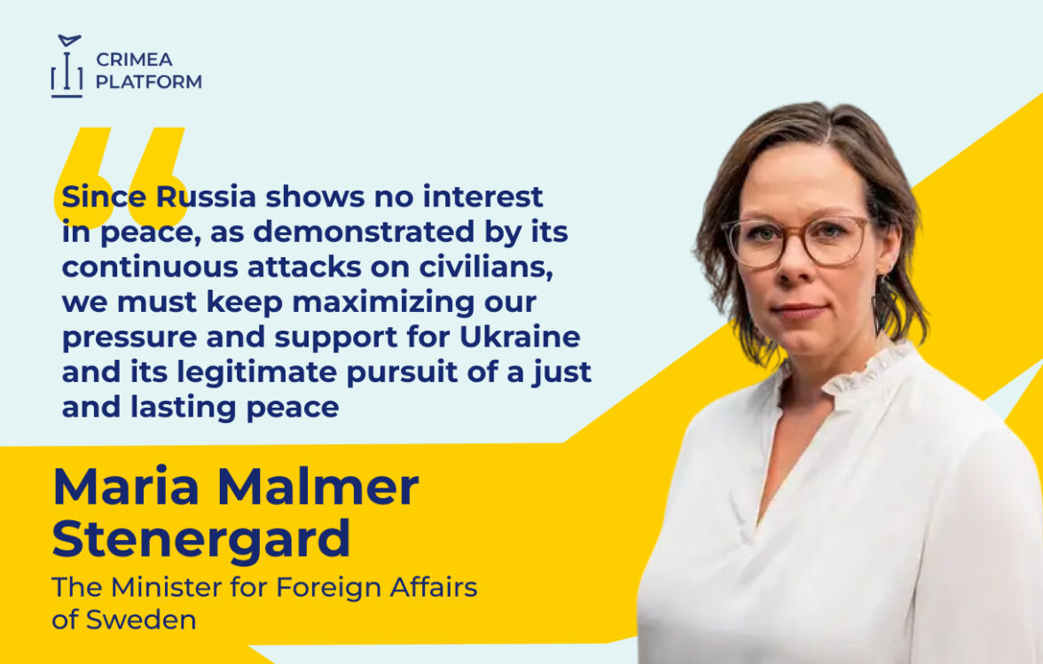 Minister of Foreign Affairs of Sweden, Maria Malmer-Stenergard, spoke at the Fifth Summit of the Crimea Platform