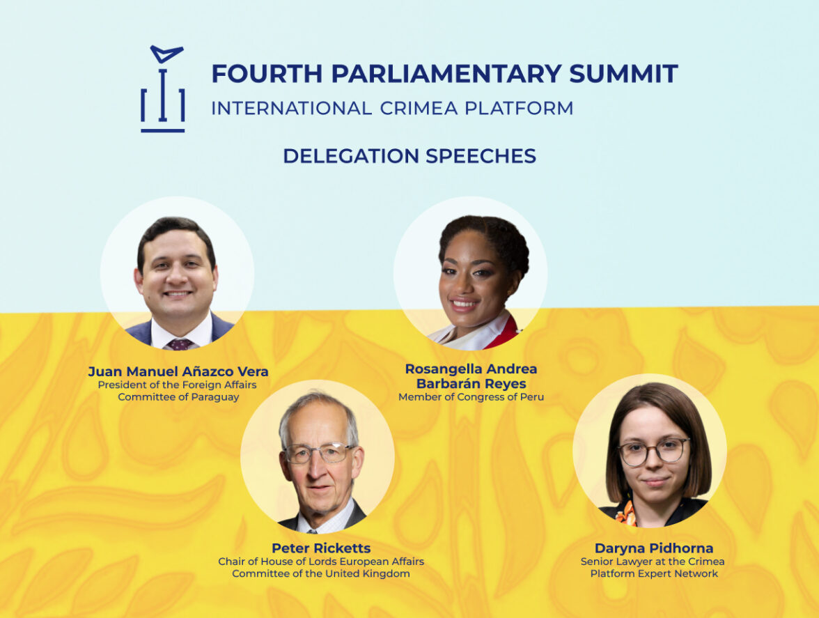 During the fourth Parliamentary Summit of the Crimea Platform, delegations from Paraguay, Peru, the United Kingdom, and an expert from the Crimea Platform Network delivered speeches