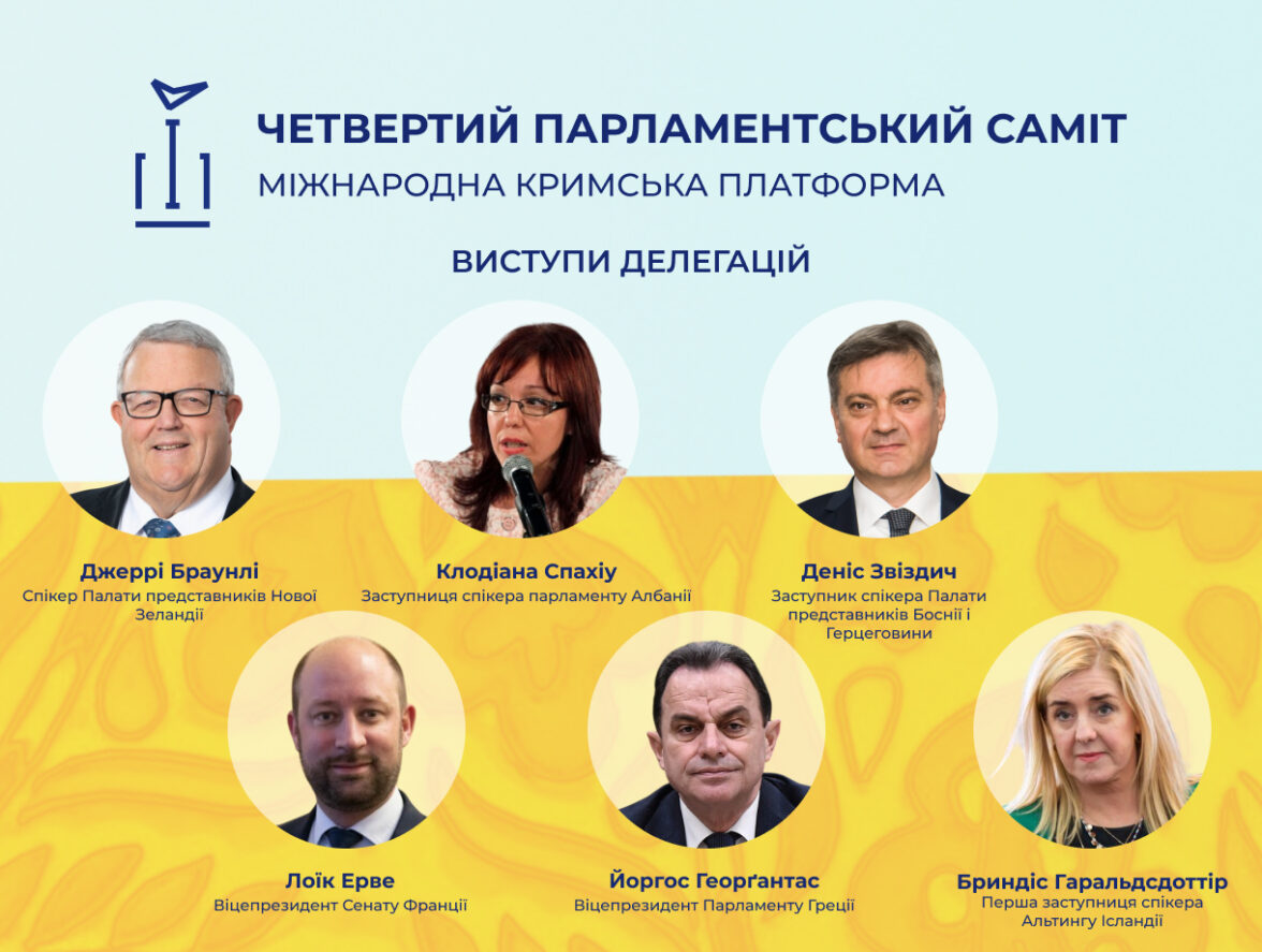 У межах четвертого Парламентського саміту Кримської платформи виступили представники делегацій Нової Зеландії, Албанії, Боснії  і Герцеговини, Франції, а також Греції