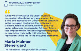 Minister for Foreign Affairs of Sweden Maria Malmer Stenergard delivered a speech at the opening of the fourth Parliamentary Summit of the Crimea Platform