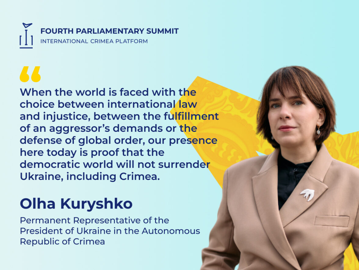 Permanent Representative Olha Kuryshko delivered a speech at the Fourth Parliamentary Summit of the Crimea Platform