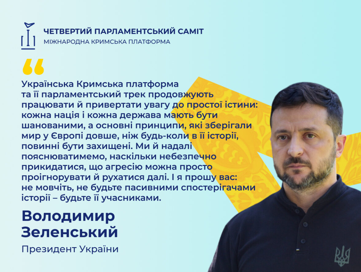 Президент України Володимир Зеленський виступив на відкритті четвертого Парламентського саміту Кримської платформи