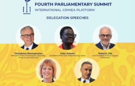 Delegations from international partner organizations delivered speeches at the Fourth Parliamentary Summit of the Crimea Platform: Parliamentary Assembly of the Council of Europe,  Inter-Parliamentary Union, European Parliament, Nordic Council, and OSCE Parliamentary Assembly