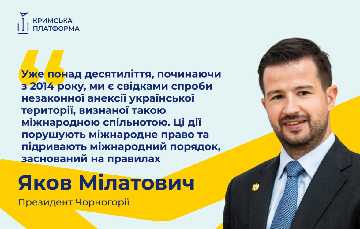 Президент Чорногорії Яков Мілатович звернувся до учасників Шостого саміту Міжнародної Кримської платформи