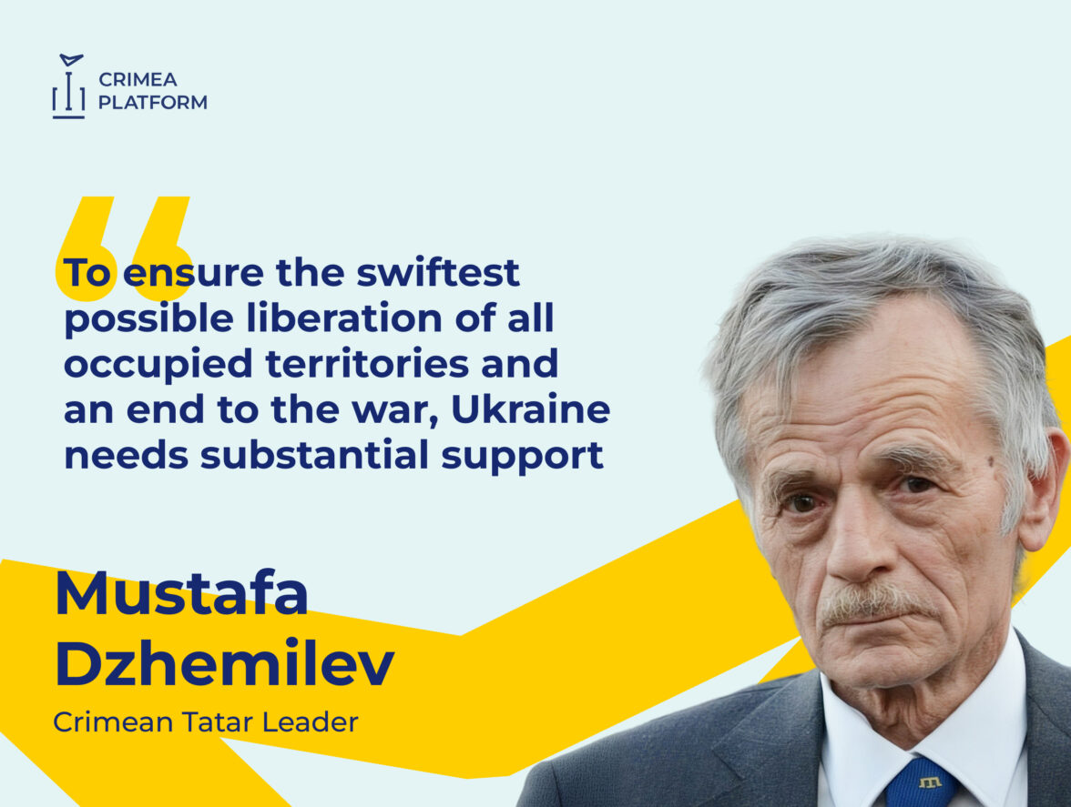 The leader of the Crimean Tatar people, Mustafa Dzhemilev, delivered a speech at the Sixth Crimea Platform Summit
