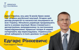 Президент Латвії Едгарс Рінкевичс виступив на Шостому саміті Міжнародної Кримської платформи