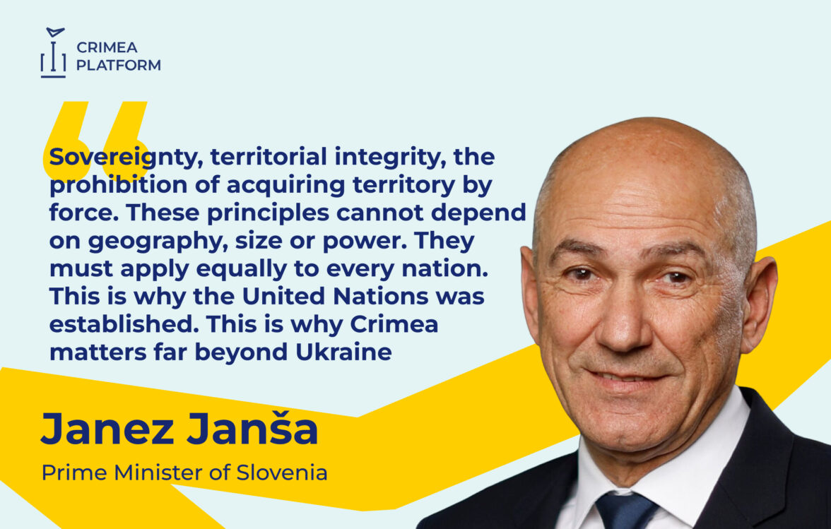 Prime Minister of Slovenia Janez Janša stressed the need to reject the normalization of occupation and maintain support for Ukraine